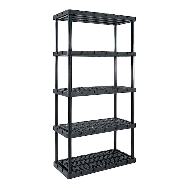 Gracious Living Plastic Shelving Unit, 36 in W x 72 in H x 18 in D, 5 Shelves, Black 91086-1C - main